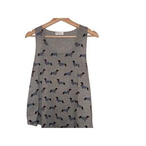 LA Soul gray scoop neck swing tank with Dachshund Puppies Dogs size L